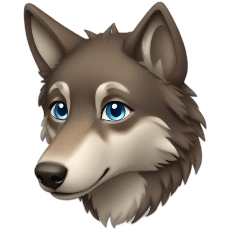 Brown female wolf blue eyes  emoji