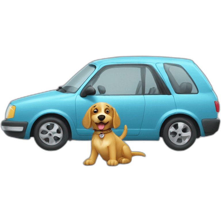 Chien conduit une voiture emoji