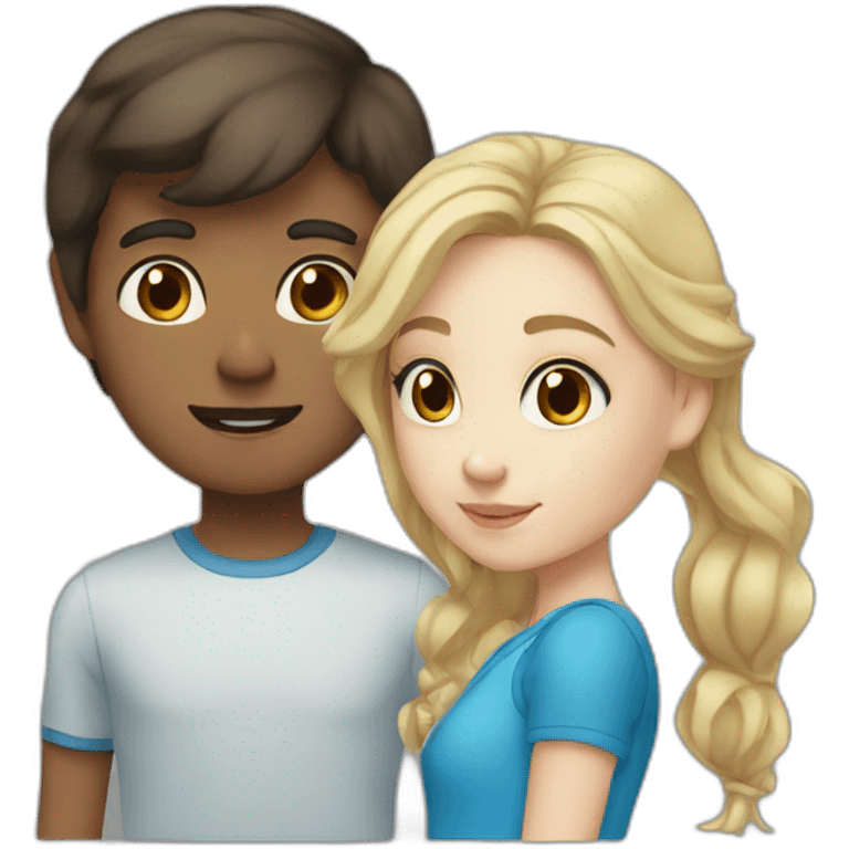 brunette boy with dark brown eye with blonde girl with blue eyes emoji