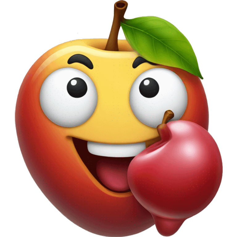 nose emoji with tongue out and winking, holding cherry emoji in hand emoji