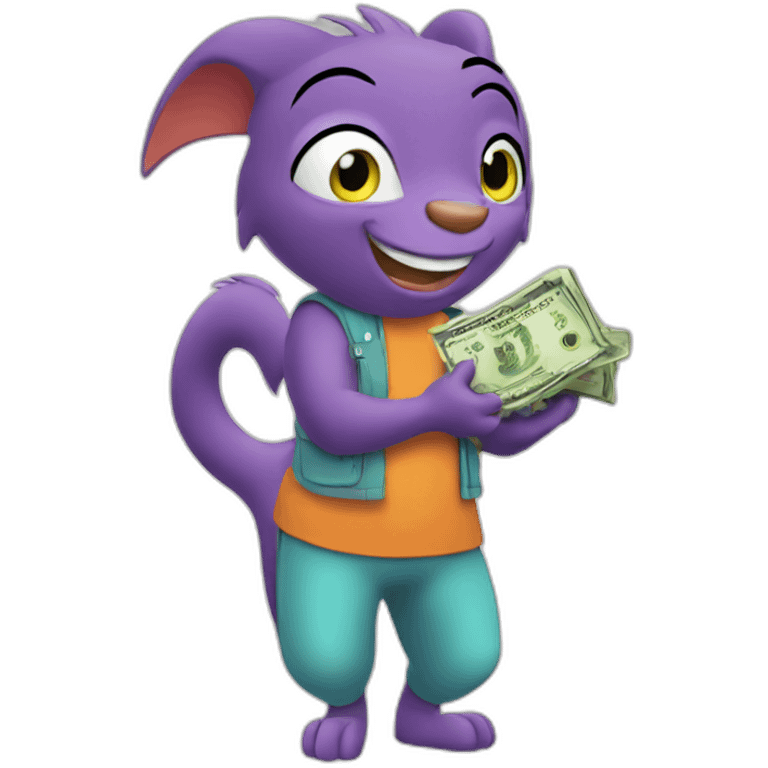 Swiper from dora holding some money emoji