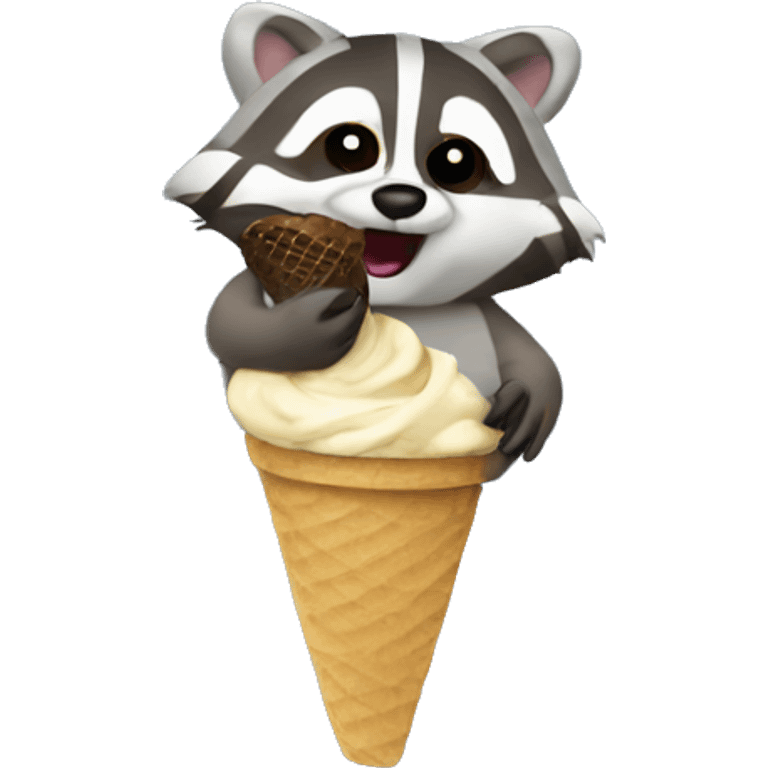 Raccoon eating ice cream  emoji