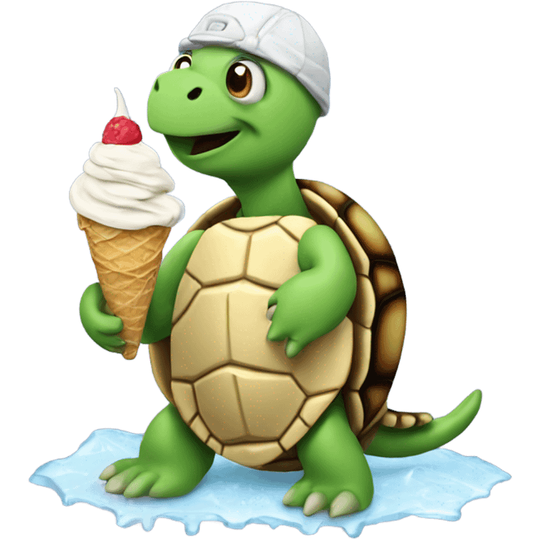 turtle eating ice cream emoji