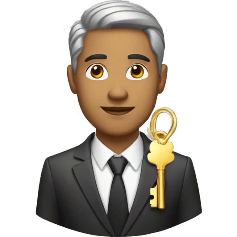 mixed-race businessman with a golden key emoji