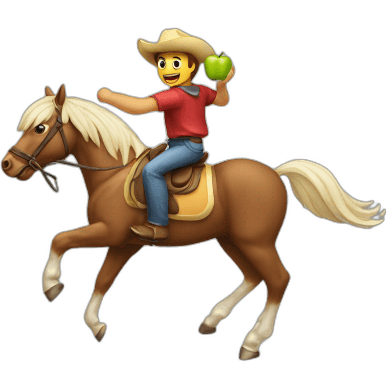 Caballo volando con manzana en la boca emoji