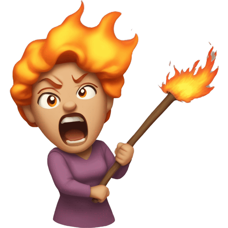 Unbelievably super really angry mother with fire coming off of her emoji