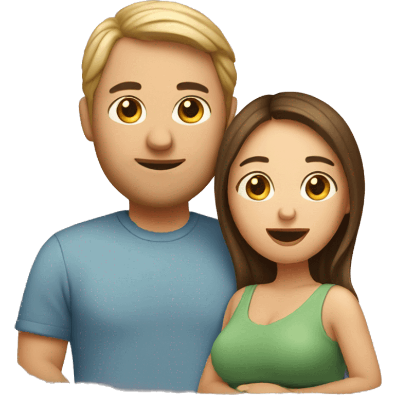 A pregnant woman with her husband  emoji