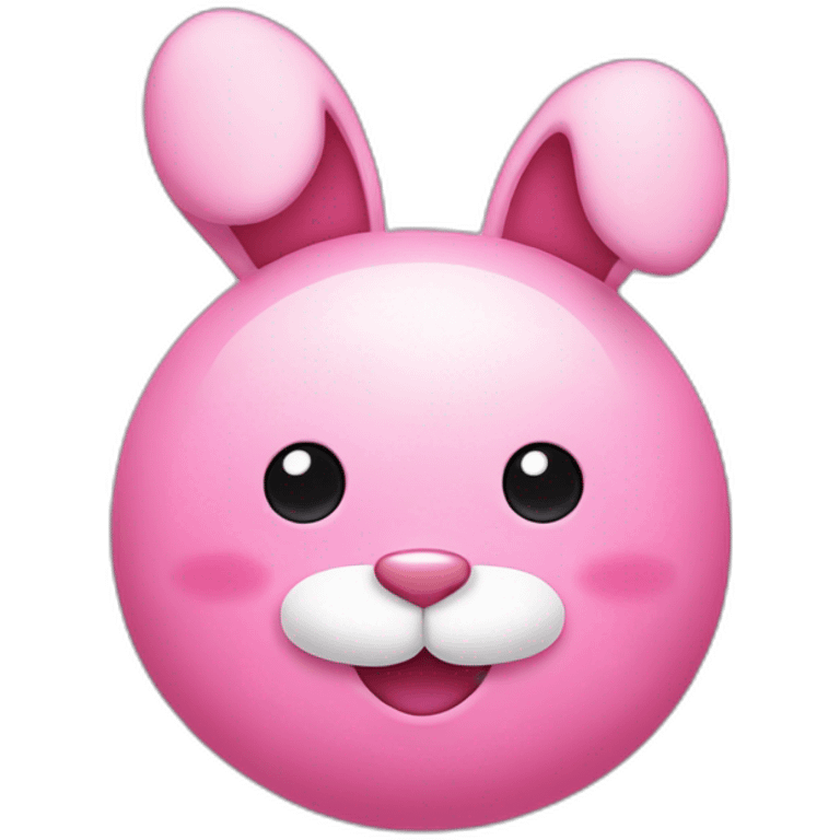 pink bunny with white moustache and pink nose and a big smile emoji