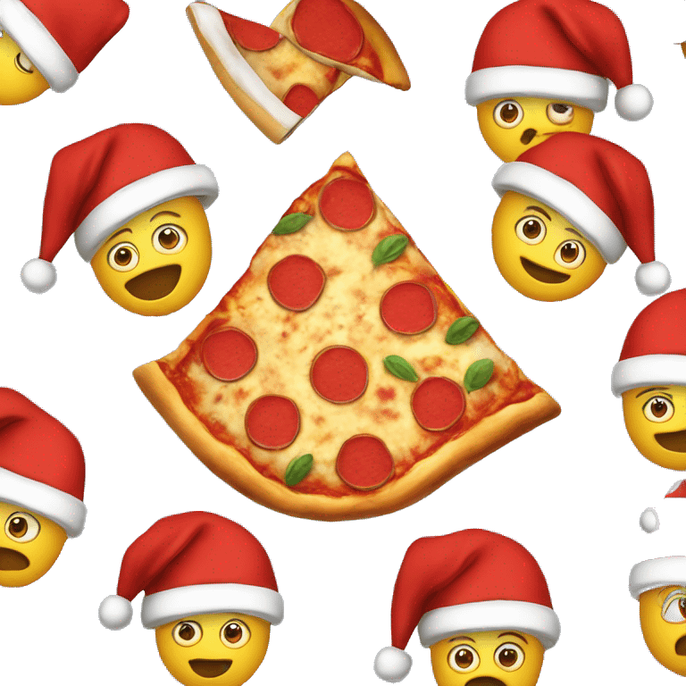 Pizza wearing a Santa hat emoji