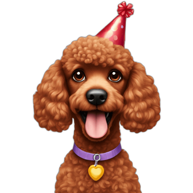 red poodle with a birthday party head emoji