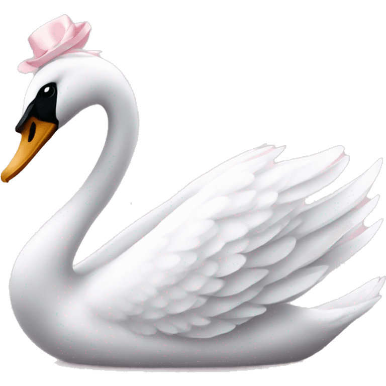 Swan with pale pink bow emoji