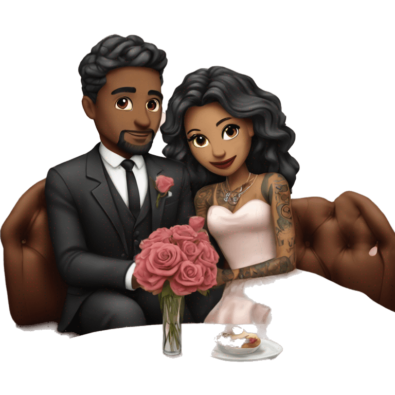 Romantic fancy date for beautiful tattooed couple emoji