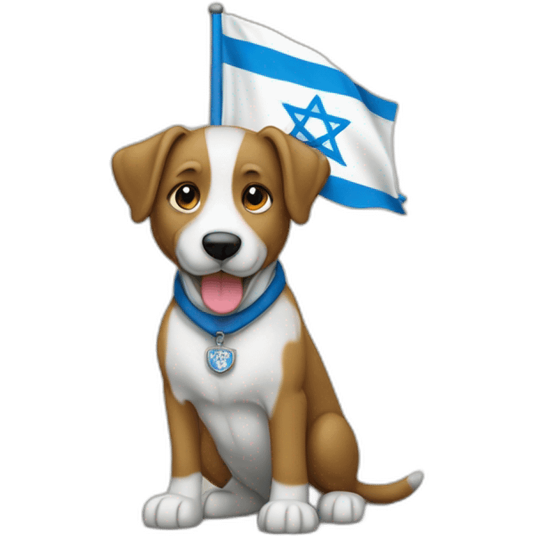 un chien sur un drapeau d'Israël emoji