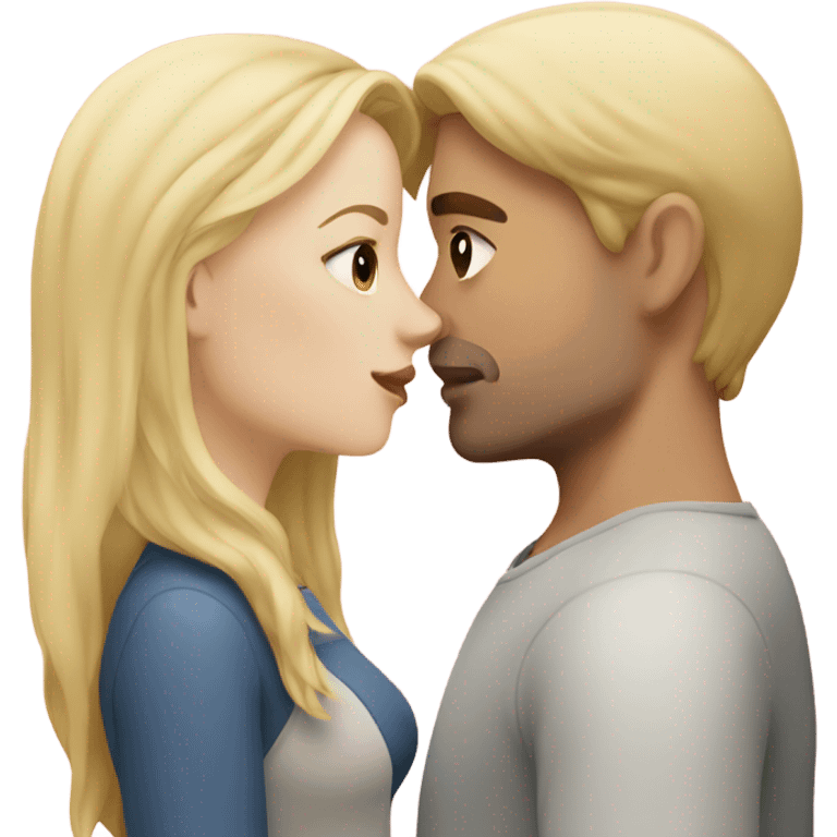 pale girl with brown hair kissing man with blonde hair emoji