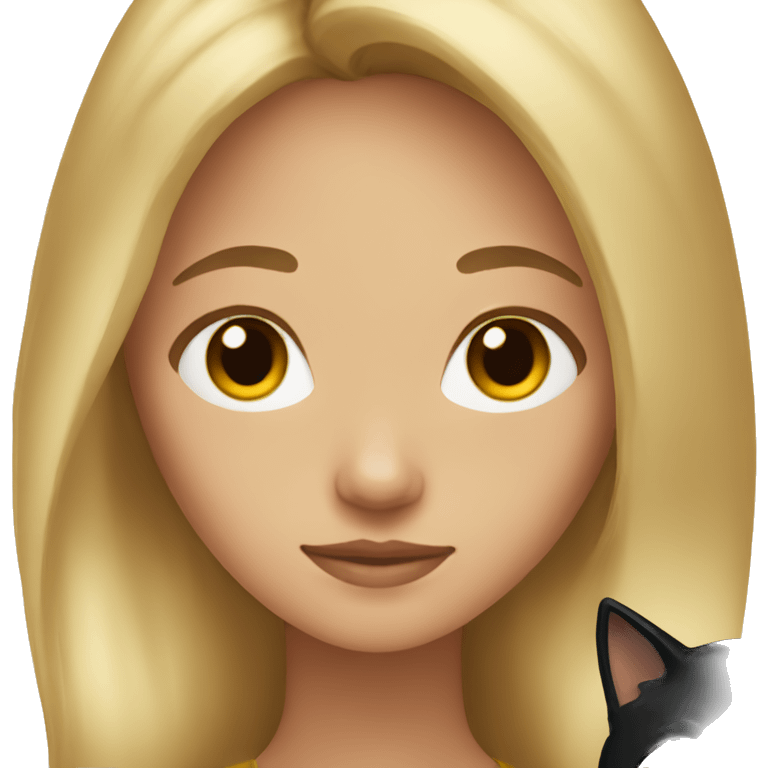 blonde browned hair girl with a black cat  emoji