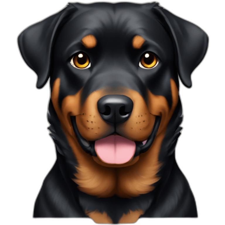 A Rottweiller and a golden emoji