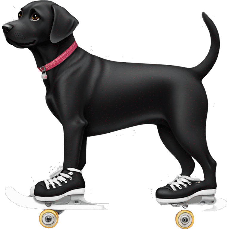 Black Labrador on skates emoji