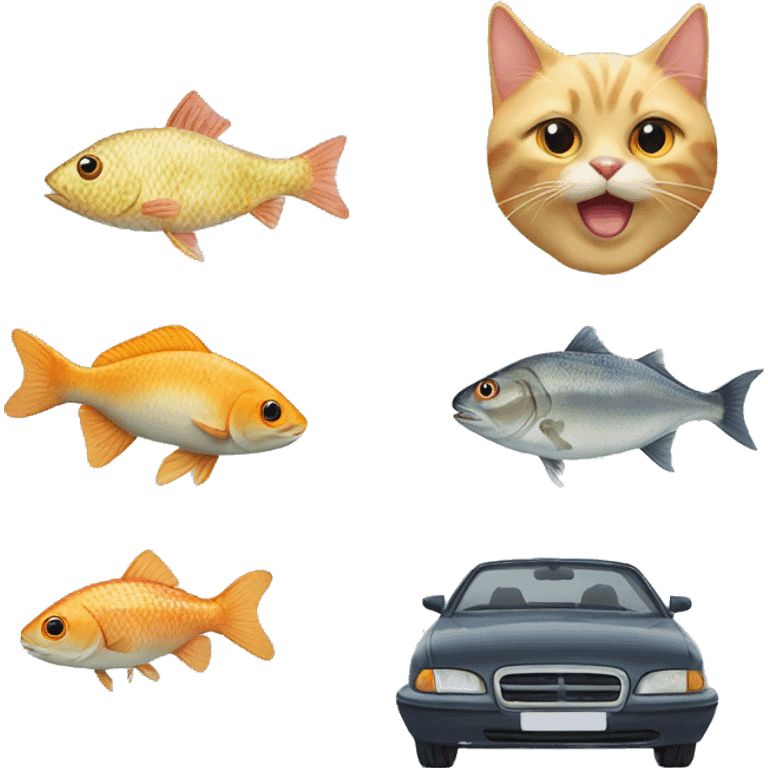 cat mix car and fish emoji