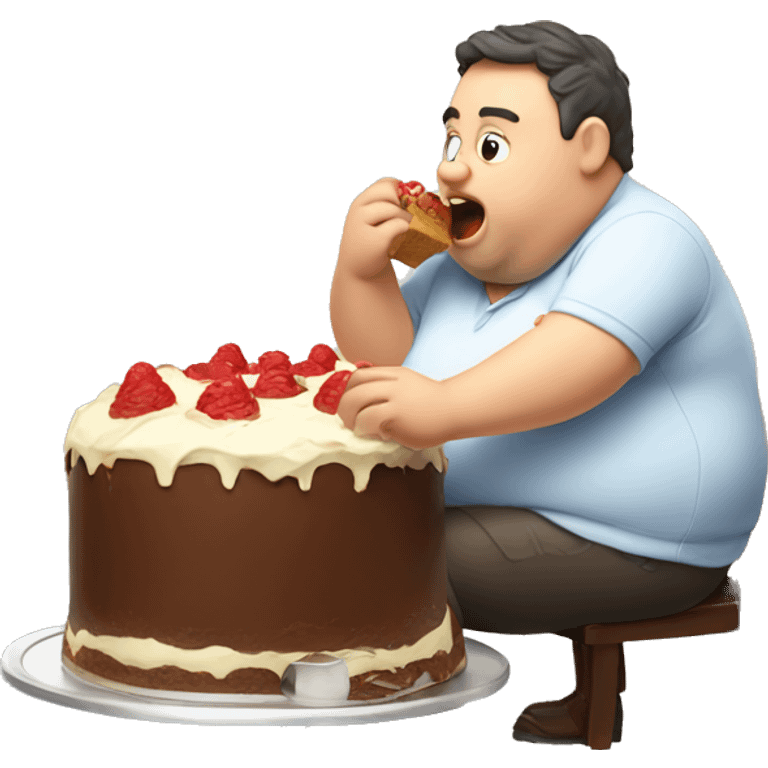 fat man eating cake  emoji