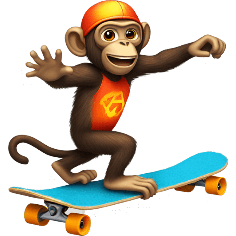 monkey riding a skateboard on lava  emoji