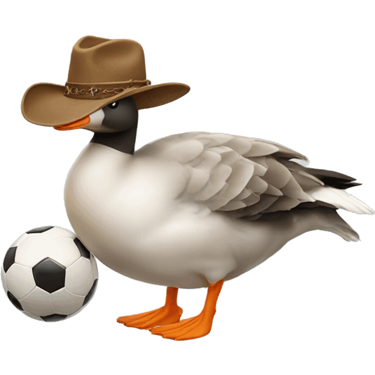 Goose with cowboy hat and soccer ball emoji