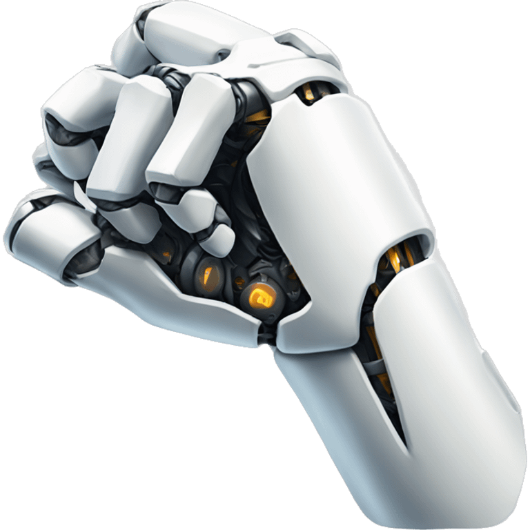 White mechanical cyborg arm and bicep emoji