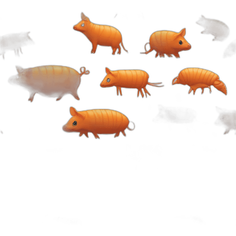 Orange pig armadillo cow centipede insect emoji