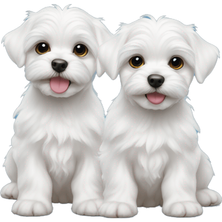  3 Maltese puppies posing  emoji