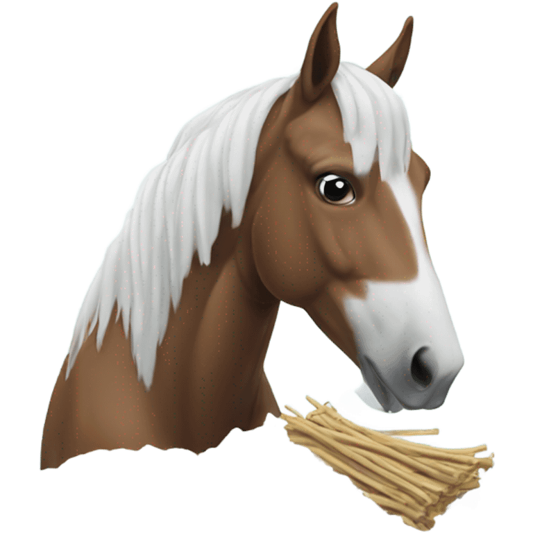 A horse sniffing a pile of snow emoji