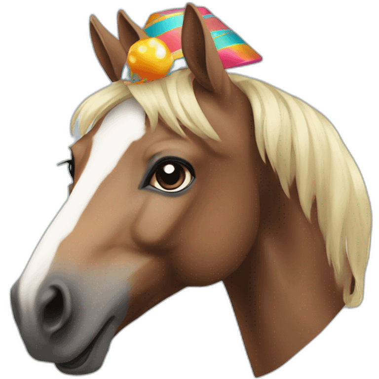 extremely fast party horse with party hat emoji