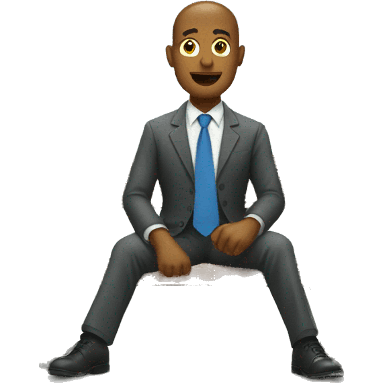 a man in tie sitting on a park bench emoji