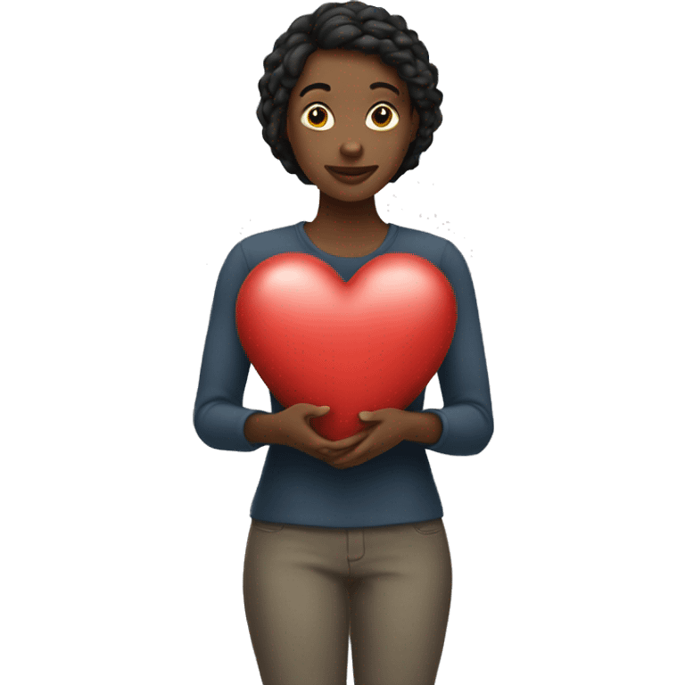 Woman holding a heart  emoji