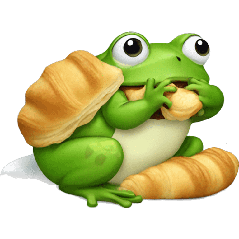 Frog eating a croissant  emoji