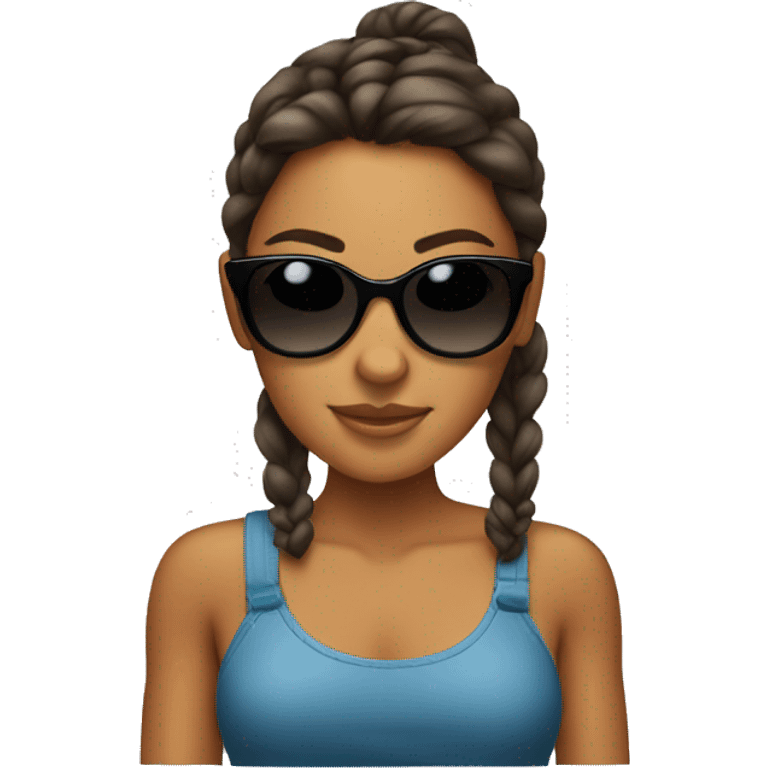 tanned girl with sunglasses emoji