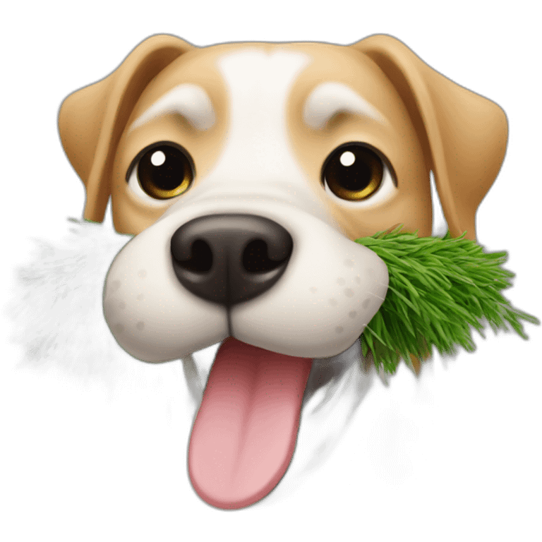 dog grass hanging from mouth emoji