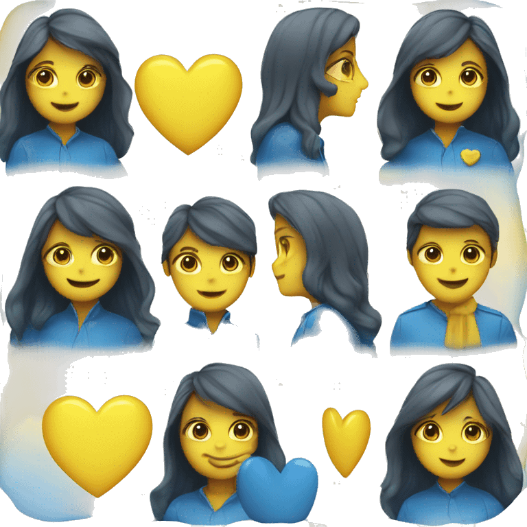 Shiny Yellow and blue ombré heart emoji