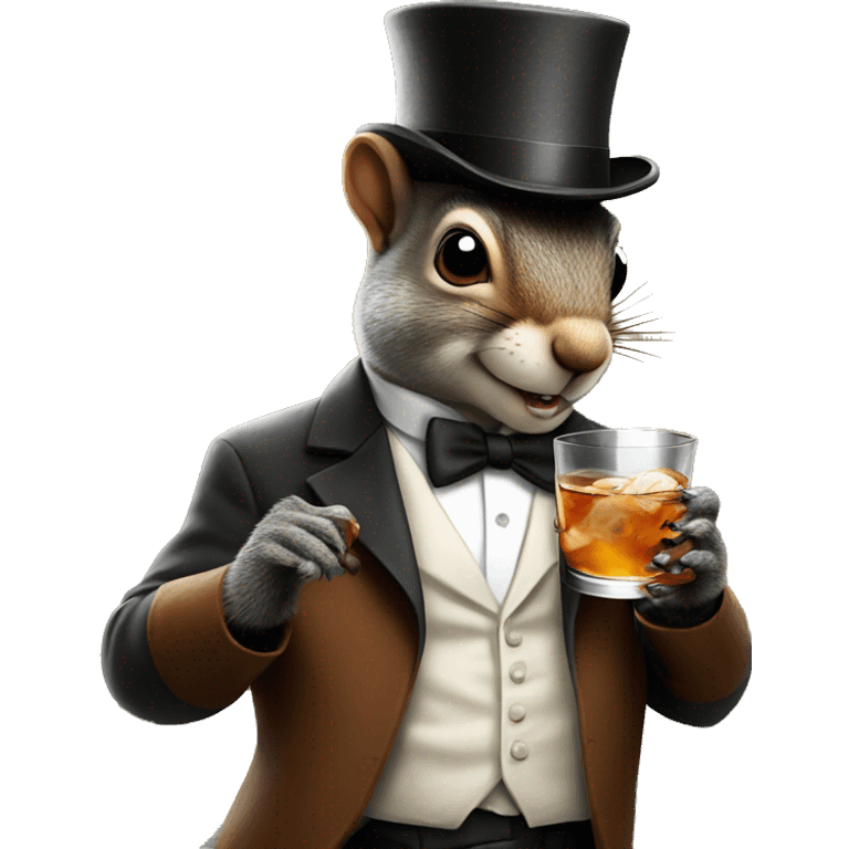 a squirrel with a mafia tophat holding a martini drink emoji