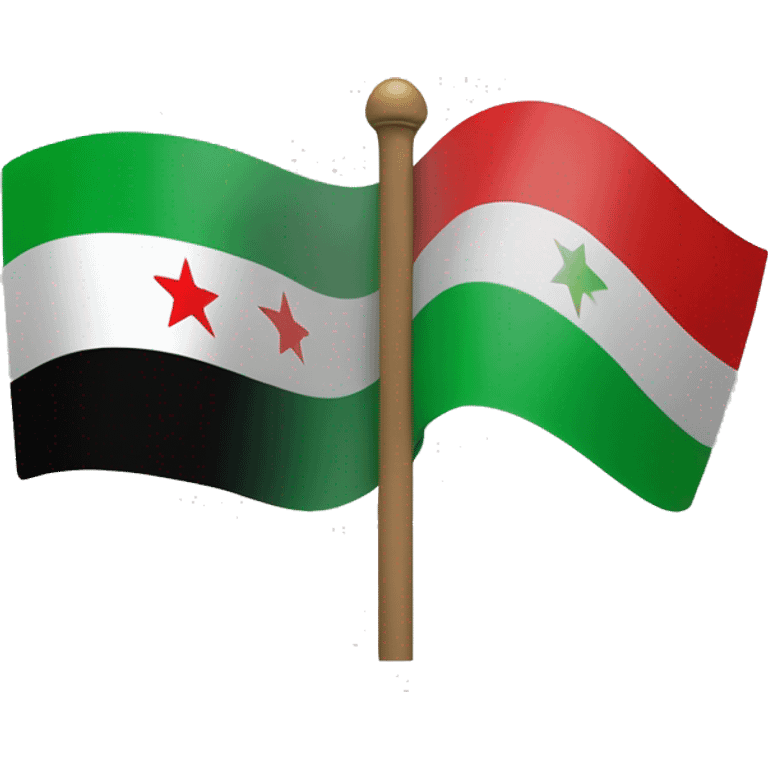 Syrian flag with green on top and black on the bottom and three green stars in the middle emoji