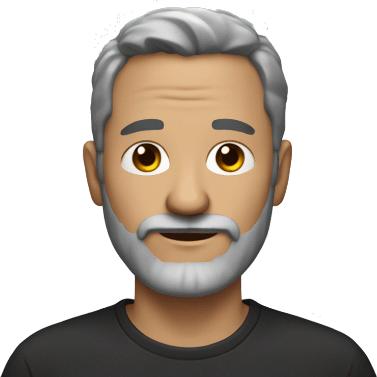 middle age man, with dark grey hair, with a dark grey circle beard and a plain black tshirt emoji