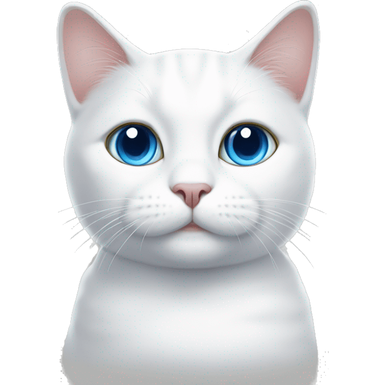 White cat, not fat, black collar, the cat is white and smooth, not fluffy, Blue eyes  emoji