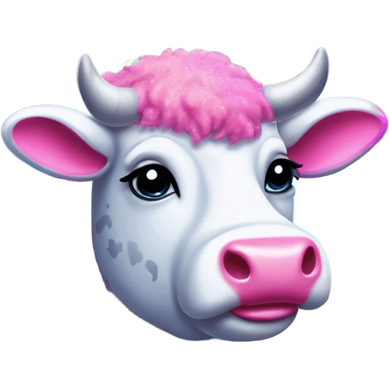 Lisa frank glitter rainbow fluffy cow emoji