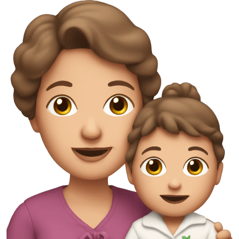 grandma with brown hair; holding baby girl  emoji