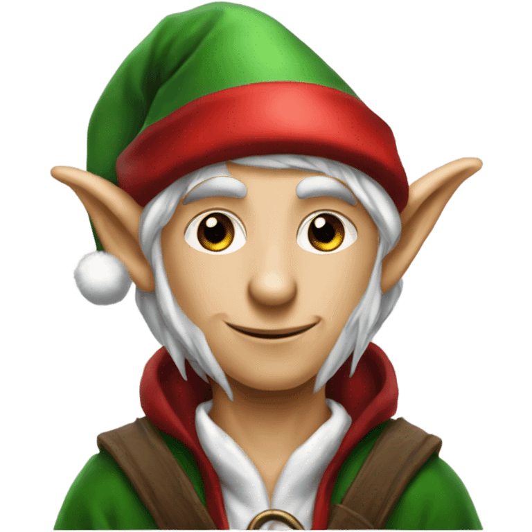 rogue male elf fantasy wearing santa hat emoji