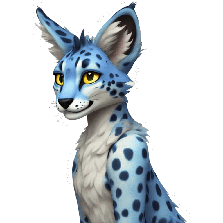 Anthro Epic Beautiful Handsome Pretty Colorful Sergal-Serval-Vernid full body emoji