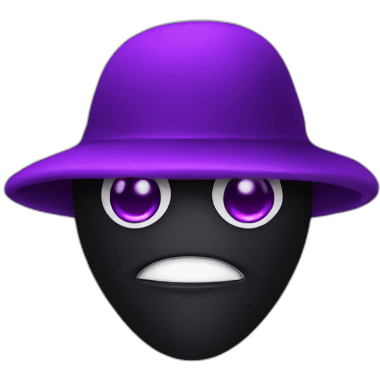 black mask, Mushroom hat, purple eyes emoji