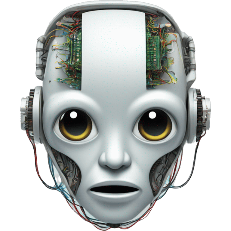 Alien robot head with wires and circuits emoji