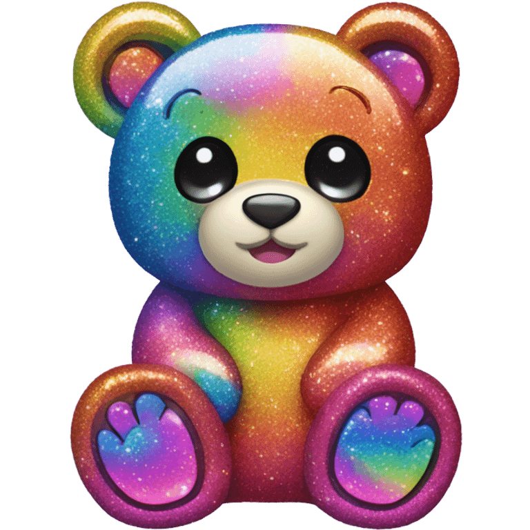 Lisa frank glitter bear with rainbow roses emoji