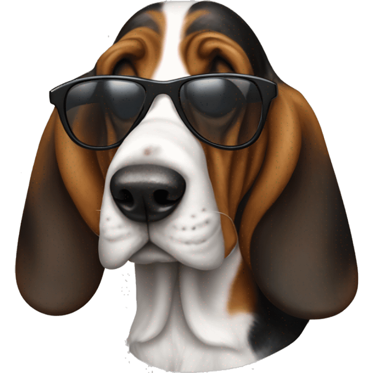 Dog basset hound full-height with sunglasses emoji