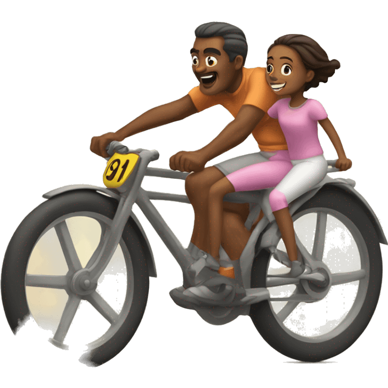 Daddy and daughter racing  emoji