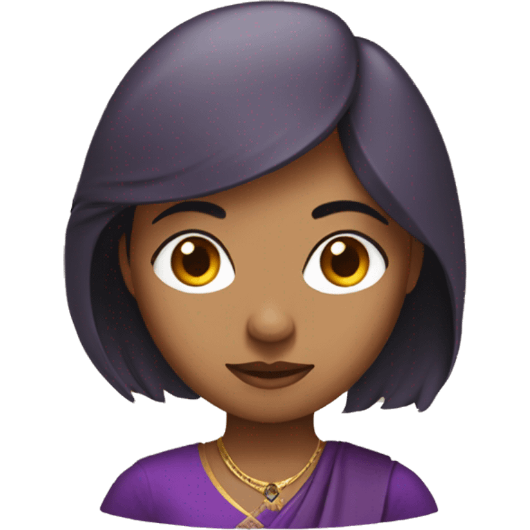 Indian woman with purple eyes, brown short hair and circet emoji